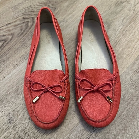 Michael Kors Sutton Moccasin Leather Loafers Size 7 Persimmon - Picture 2 of 6